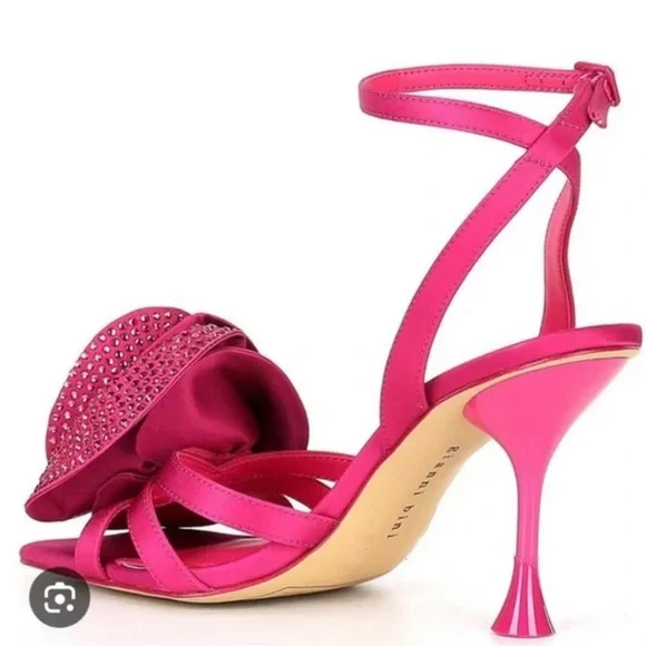 GIANNI BINI NEW IMAN RHINESTONE ROSE SQUARE TOE DRESS SANDAL - Picture 3 of 7